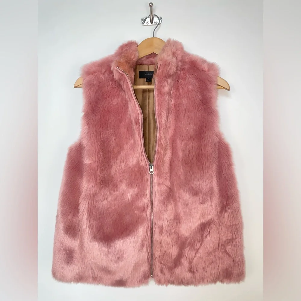 J.‎ Crew Pink Plush Faux Fur Vest Size Small